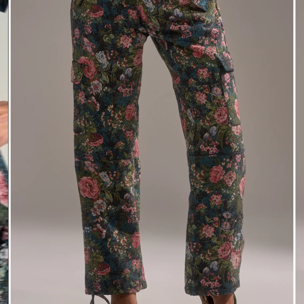 Akira floral rhinestone pants